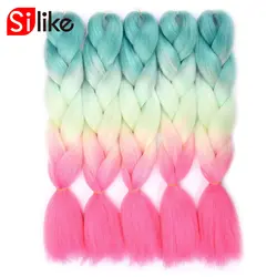 Silike 24 inch Ombre Kanekalon Jumbo косы волос г/шт. 100 Синтетические Crotchet плетение волос 1 упак./лот