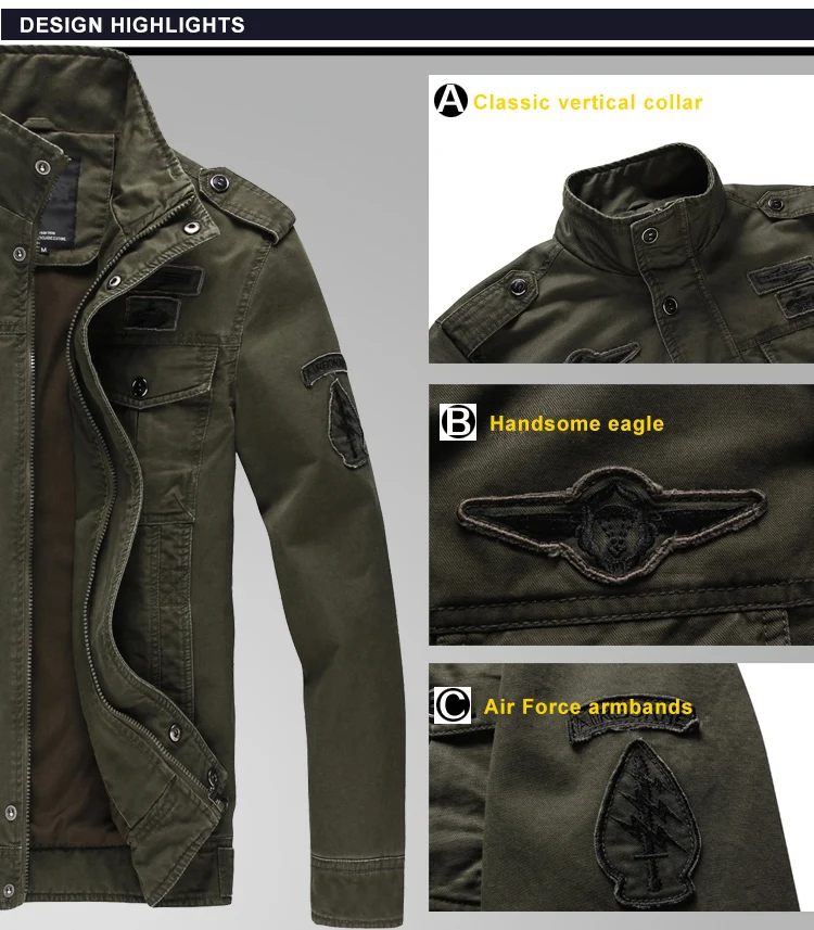 Chaqueta Bomber Para Hombre Militar De Talla Grande Primavera Otoño Piloto  Tácti