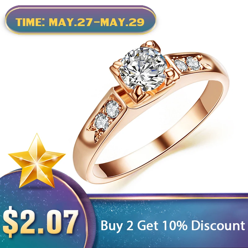

UMODE Top Selling High Quality Rose Gold Color Fashion CZ Cubic Zirconia Wedding Rings JR0006A
