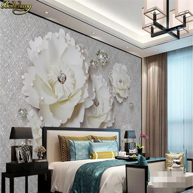 beibehang Custom Photo Wallpaper Mural Wall Sticker Fine Stereo Peony Soft Set Diamond Jewelry Background Wall