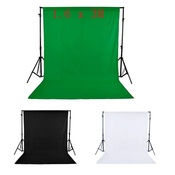 

1.6x3M / 5x10FT Studio Photography Backdrops Black White Green Screen Photo Background 100% Non-woven for Studio Video Shooting