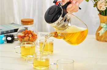 

5PCS/SET newest 750ml Elegant tea or coffee cups glass teapot set +4pcs handle 100ml tea cup JO 1053
