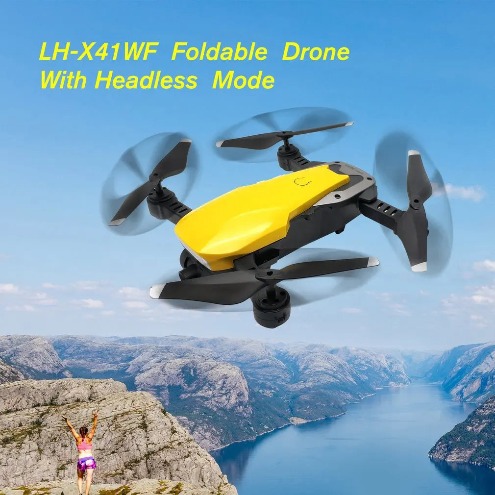 LH-X41WF Дрон на ру игрушки 6-осевой Мини Складной Дрон с камерой с WiFi HD камера Выдержка Взлет/посадка, беспилотные летательные аппараты с