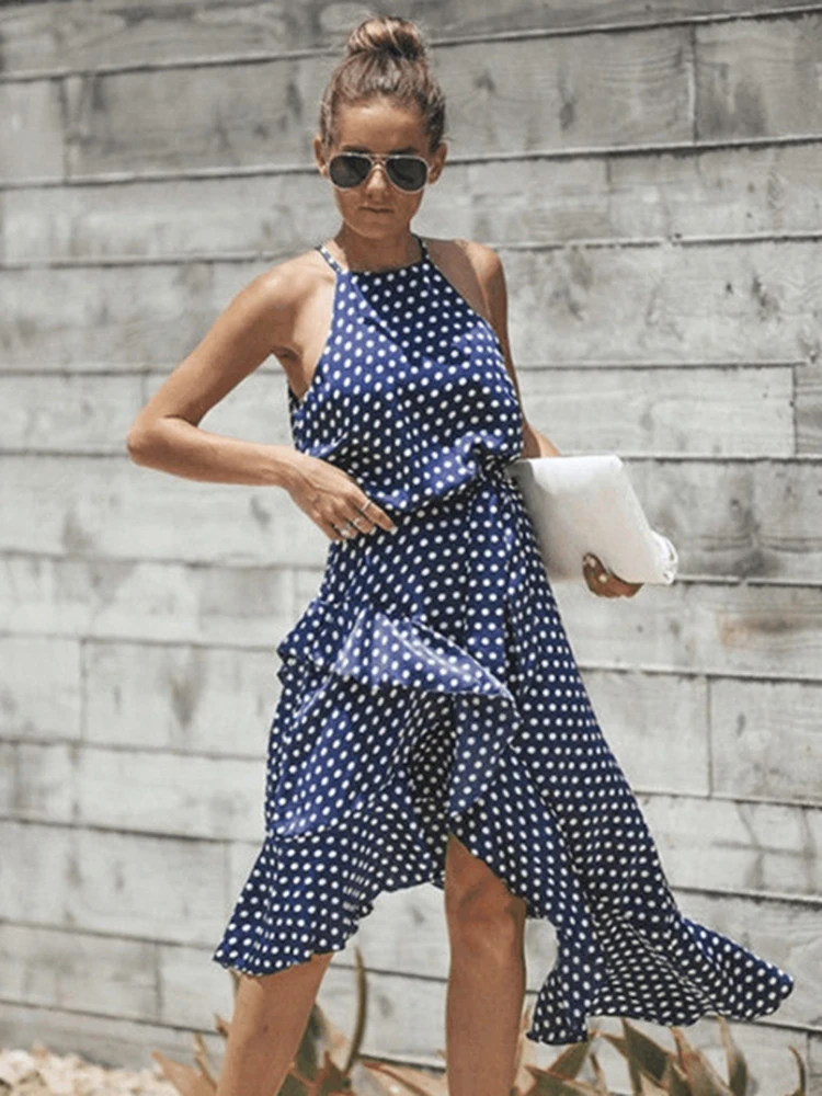 

Womens Summer Boho Dress Polka Dot Party Cocktail Skirt Ladies Clubwear Sundress Female Sexy Elegant Off-Shoulder Dresses