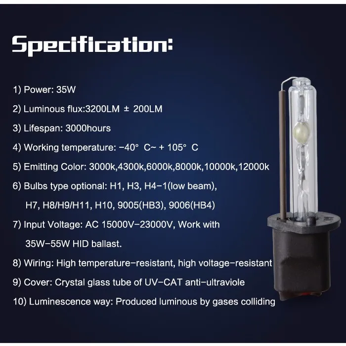 2 шт. 35 Вт ксеноновая лампа HID фара H1 H3 H7 H11 9005 HB3 9006 HB4 D1S D2S D3S D4S 4300K 6000K 8000K 12000K для дооснащения проектор