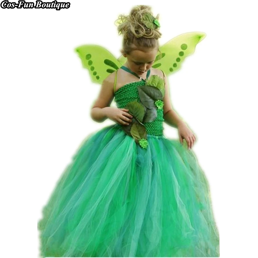 

Green Garden Fairy Girl Tutu Dress Jungle Theme Pageant Gown Kids Girl Birthday Party Dress St.Patrick's Day Flower Dress