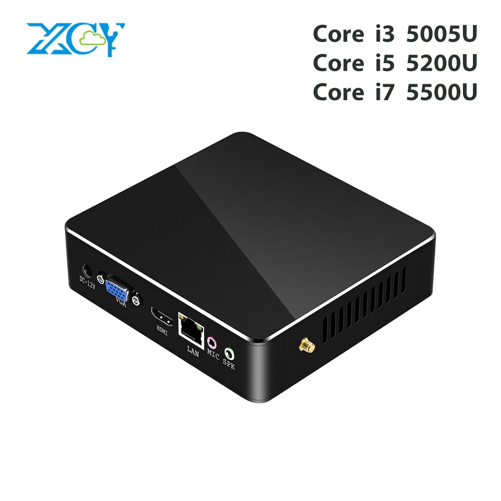 XCY мини-ПК windows 10 Core i7 5500U i5 5200U i3 5005U Мини компьютер HDMI VGA USB WiFi неттоп офисный Настольный для домашнего пользования