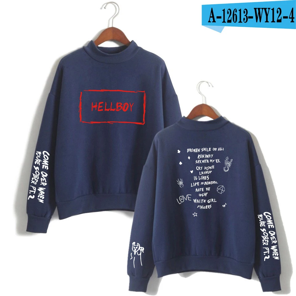 navy Lil Peep Толстовка с принтом Мужская и женская одежда с длинным рукавом Весна хип-хоп толстовка Корейская уличная Мужская Уличная одежда - Цвет: navy