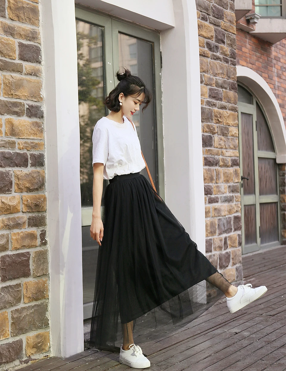 Элегантный Boho черный тюль юбки женские Демисезонный женские длинные плиссированные юбка-трапеция для девочек Макси Летние днища юбка