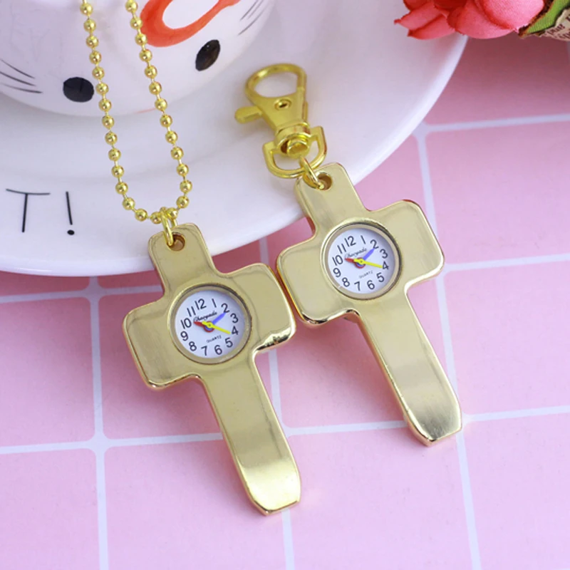 chaoyada Vintage gold Gothic Cross Model Necklace Pendant With Chain Quartz Pocket Watch Men Women Gift | Наручные часы
