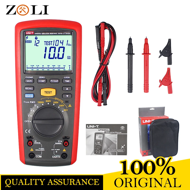 

UT505A 1000V Digital Handheld True RMS Megger Insulation Resistance MeterTesterMultimeter Ohm Voltmeter UNI-T UT505A Megohmmeter