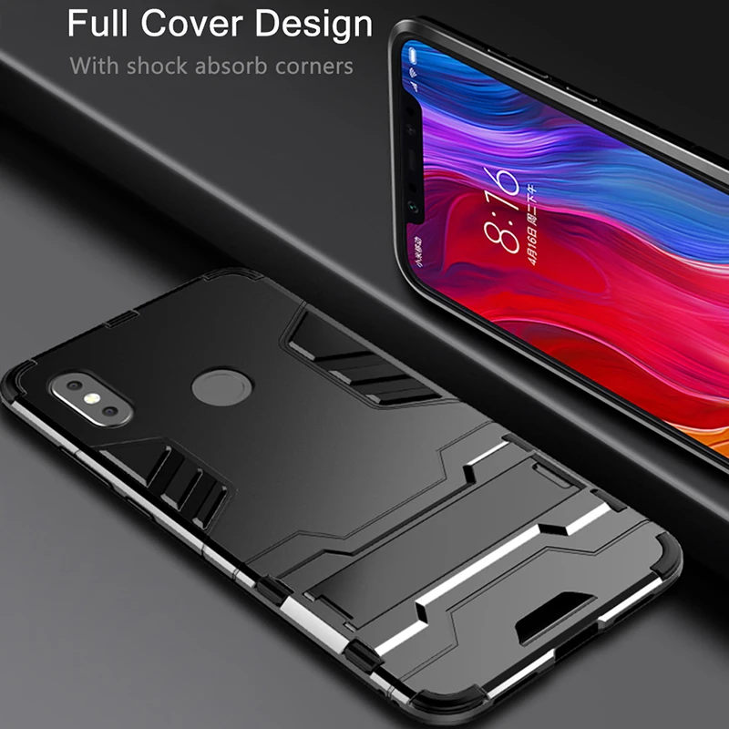 

For Xiaomi Mi A2 Lite Case for Xiaomi A2 Lite Cover Slim Robot Armor Kickstand Shockproof Rubber Case For Xiaomi MiA2Lite Fundas