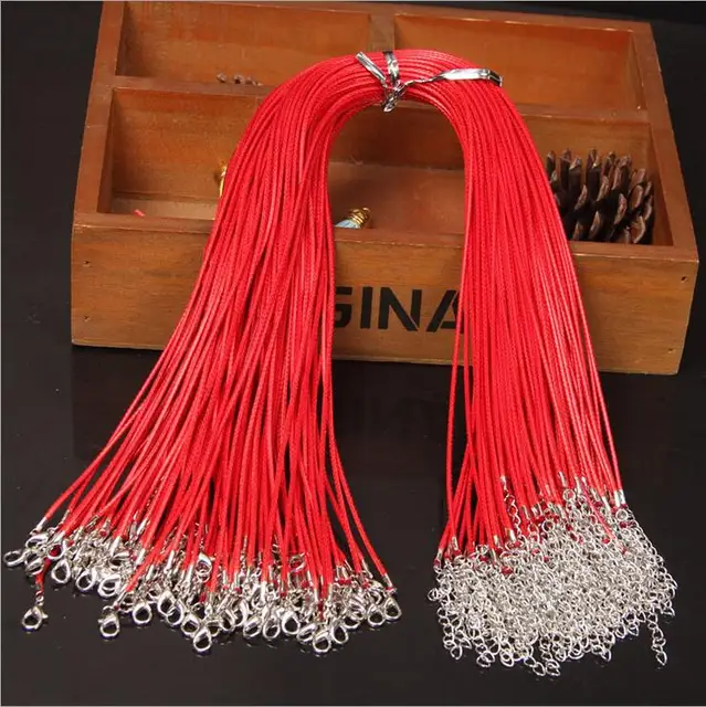 Wholesale 20pcs/lot 1.5mm Multicolor Leather Cord Wax Rope Chain Necklace with Lobster Clasp DIY Jewelry Accessorie Z570 red