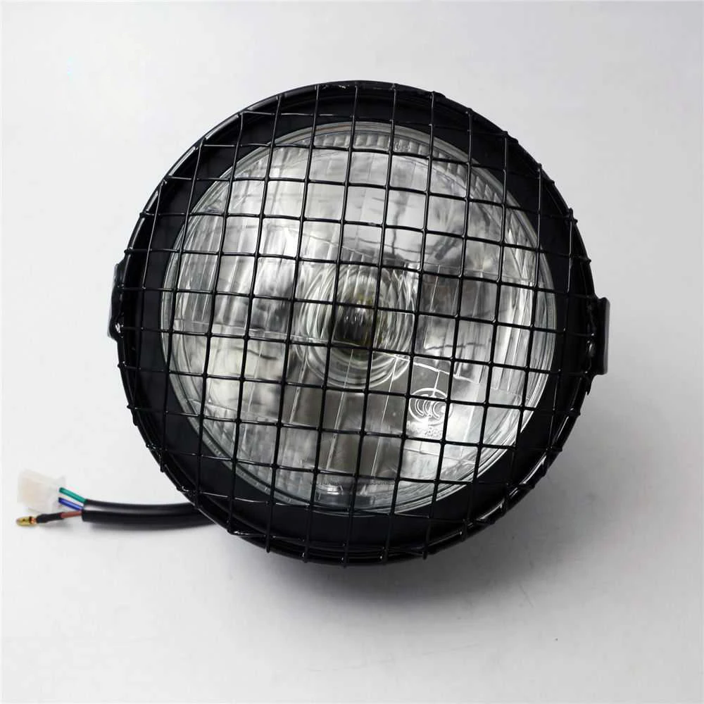 cheap Mayitr 1pc Metal Motorcycle Yellow Cafe Racer Headlight Decorative Metal Lamp For Metric Bikes Cruisers Choppers