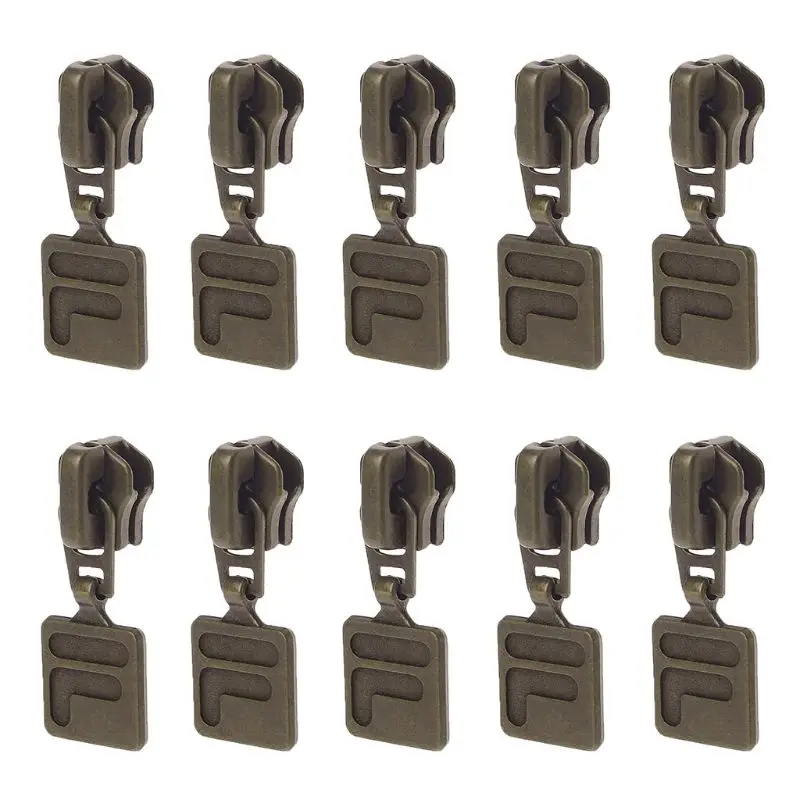 

10Pcs/Set 11mm Universal Metal DIY Fix Zipper Puller Repair Kit Retro Bronze Color Square Shape Replacement Slider Sewing Tailor
