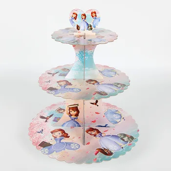 

1 set cartoon Sophia princess cake stand Sofia birthday baby shower Party decor supplies 3-tier card board cupcake stand hold