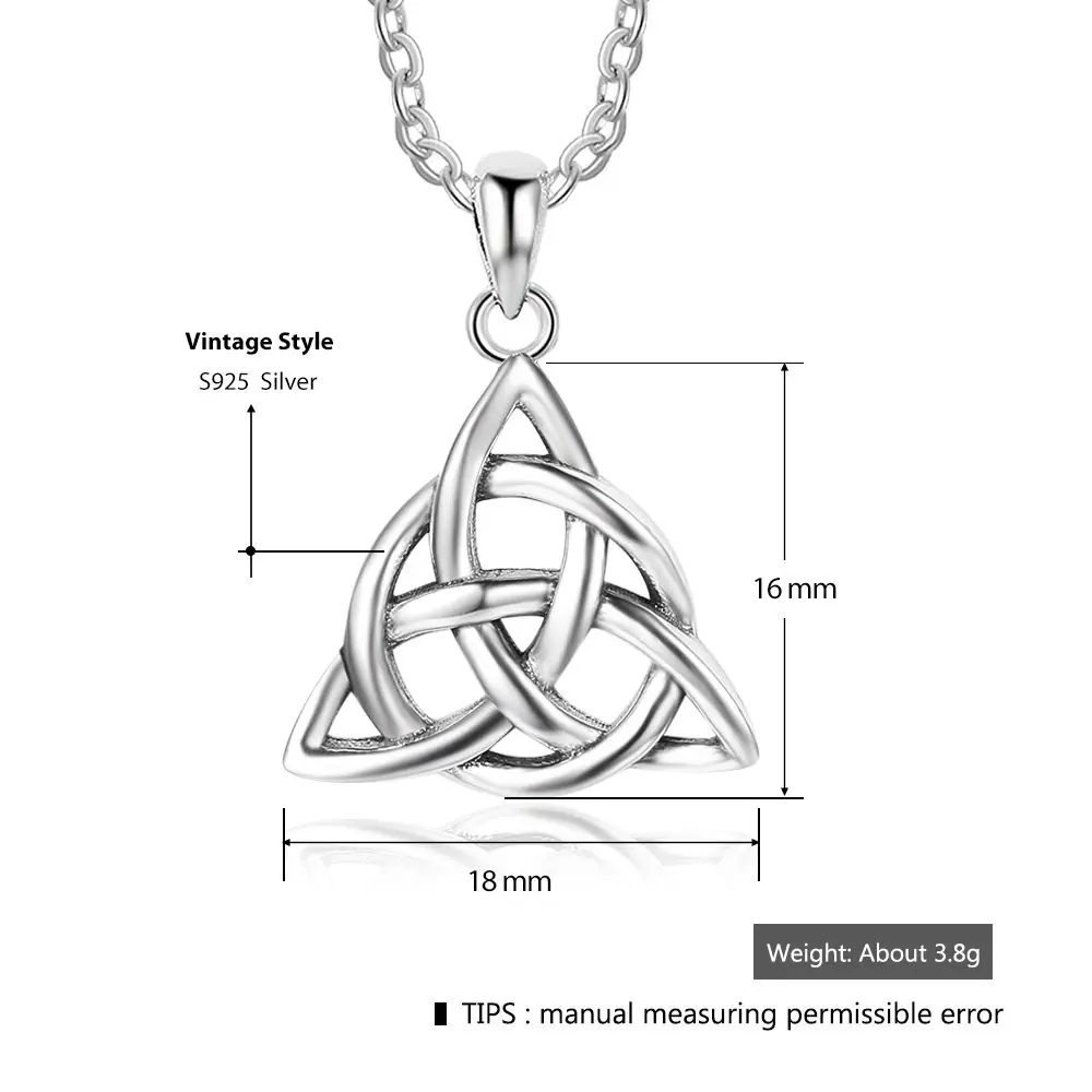 Vintage Jewelry Triquetra Trinity Knot Pendant Necklace 925 Sterling Silver Necklaces & Pendants for Women (JewelOra NE101914) - Image 3