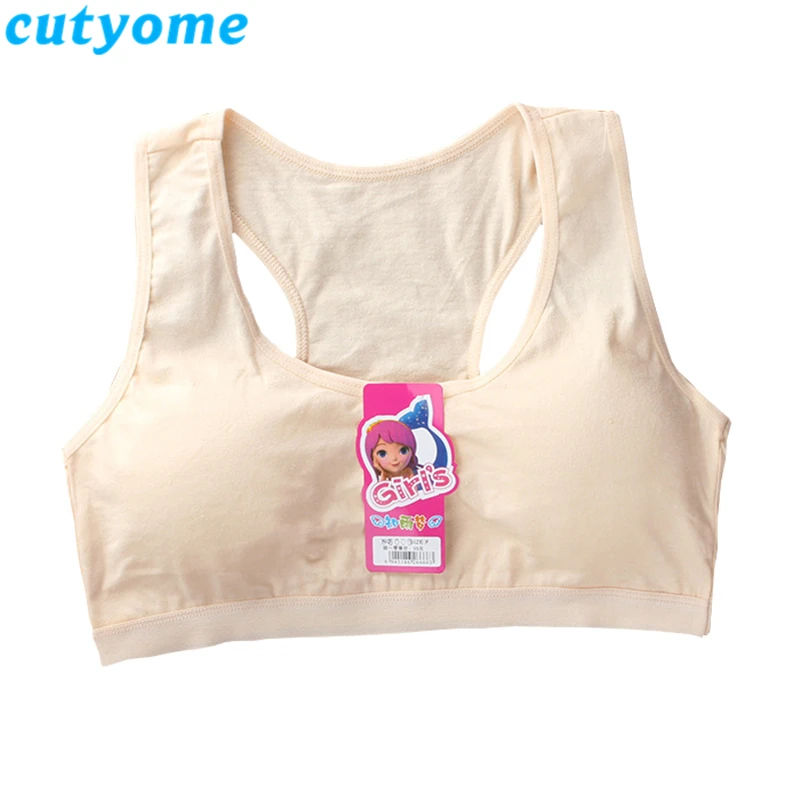 

Cutyome 1PC Teenage Girls Padded Bra Teen Underwear Solid Cotton Young Girls Sports Training Puberty Bras Teenager Girl Cloting