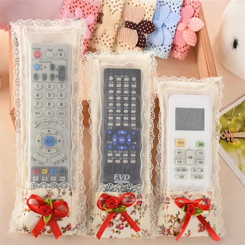 

Lace Fabric Flower TV Air Conditioning Remote Control Cover Storage Bags Case Remote Control Dustproof Protector Cover