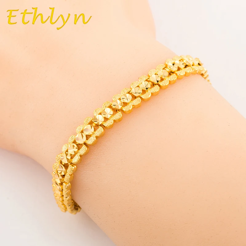 

Ethlyn women romantic bracelet jewelry 18.5cm*6mm Gold color Dubai/Ethiopian/African women gift jewelry B013