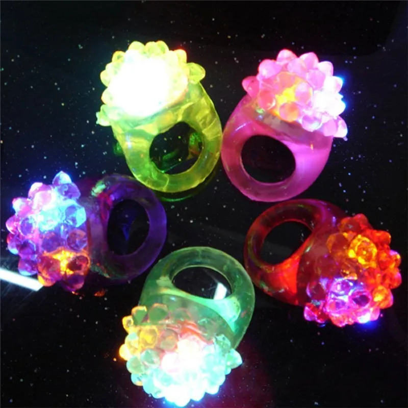 100 LED FLASHING WHITE LIGHT UP BUMPY RINGS FROZEN SNOW JELLY RING WHOLESALE 