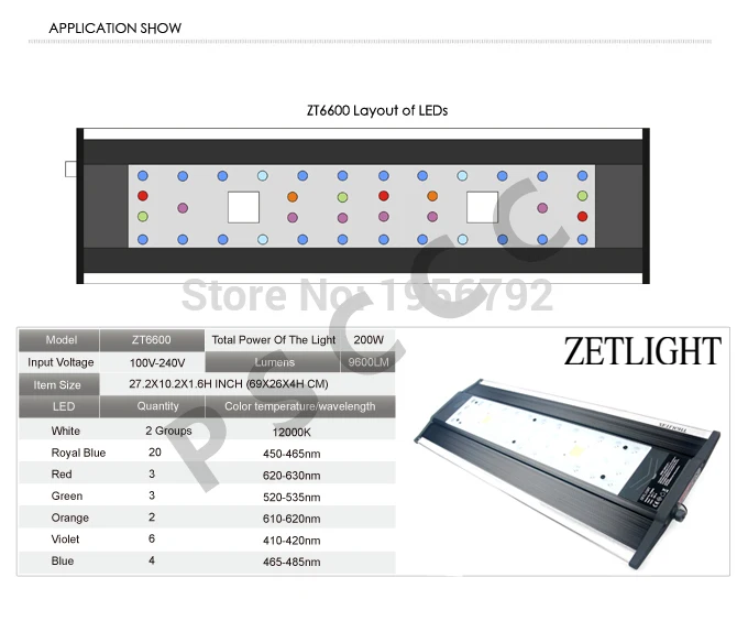 ZETLIGHT серии ZT ZT-6600 Высококачественная аквариумная лампа, благородство в лампе, тонкий корпус, профессиональная Коралловая лампа. С дистанционным управлением