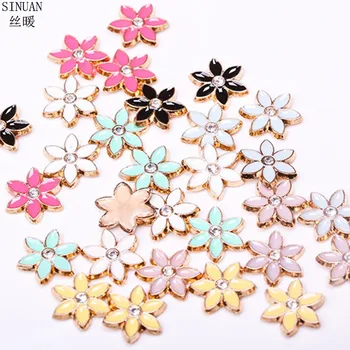 

SINUAN Flower Spikes Hotfix Rivets Painted Decorative Rivets Garment Appliques 13Mm Zinc Alloy Close-End Rhinestone Spikes