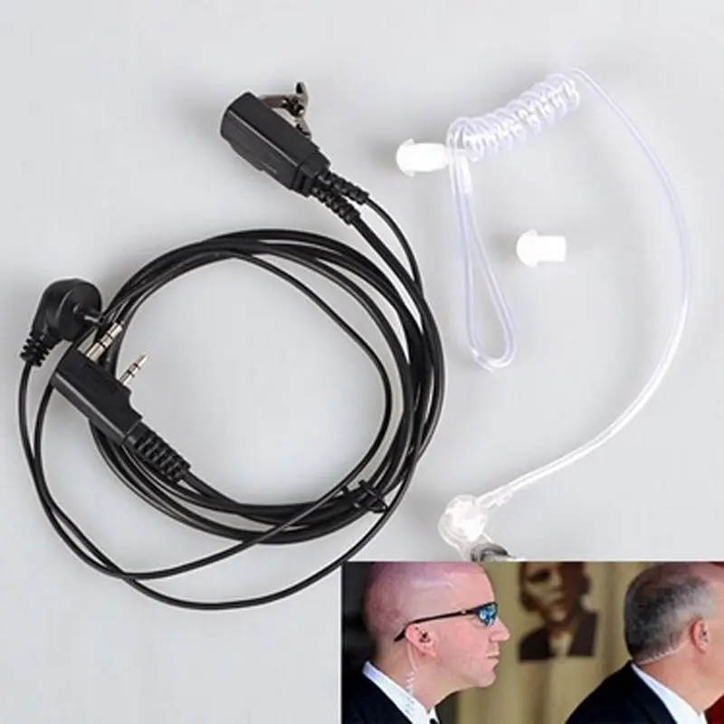 FBI Style 2Pin Covert Acoustic Air Tube Security Earpiece Headset Mic