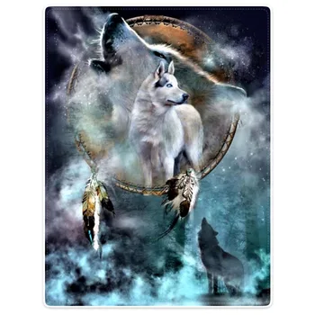 

Beach Bath Towel Funny Blankets Comfort Warmth Soft Dreamcatcher Cool Wolf Howling Blankets