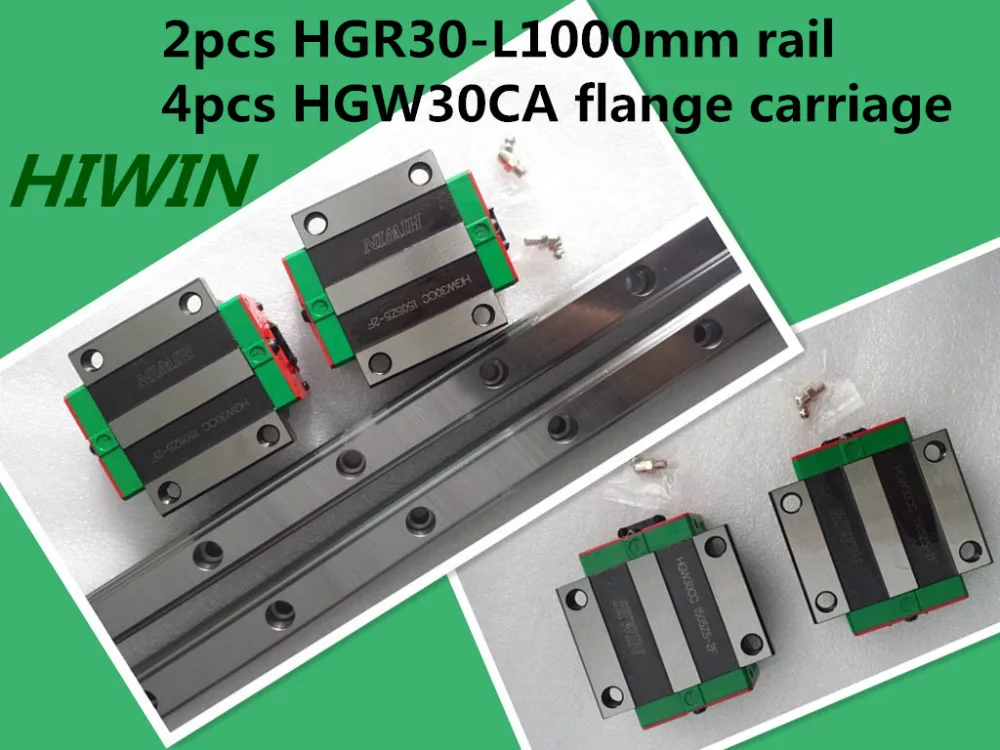 

Original HIWIN Linear Guide 2pcs HGR30 -L1000mm Rail + 4pcs HGW30CA flange Carriages for CNC Router