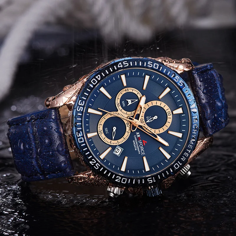 Mens Watchs New Brand ARMIFORCE Men's Army Military Sport Watches Male Leather Waterproof Date Quar