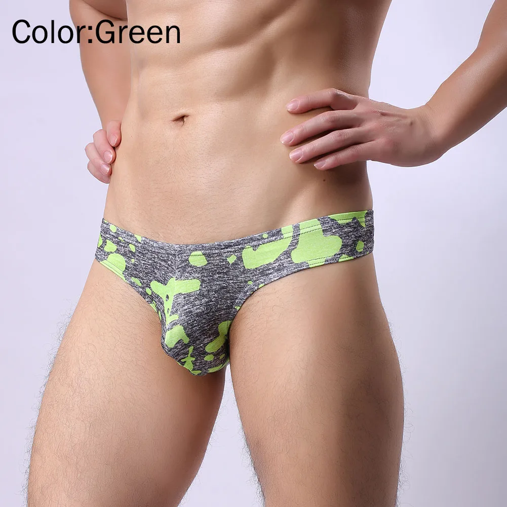 

Men Summer Sexy Underwears Comfortable T-back Bulge Printing Breathable Underpants AIC88