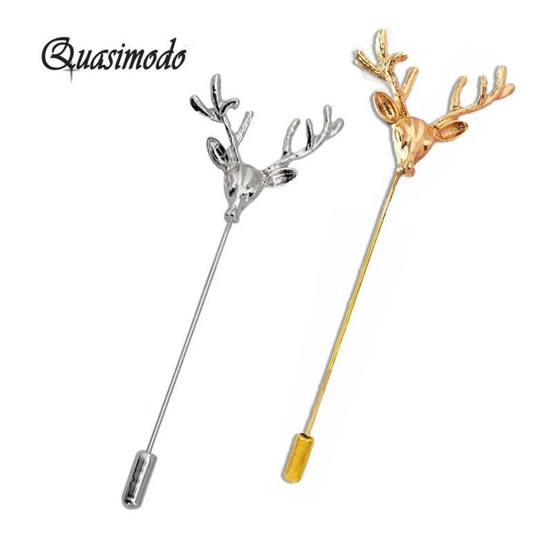 Deer Lapel Pin Unisex Animal Christmas Xmas Popular Cute Gold Antlers Head Pin Brooches Styling Jewelry Trendy Brooches Gold Fashion Jewelry