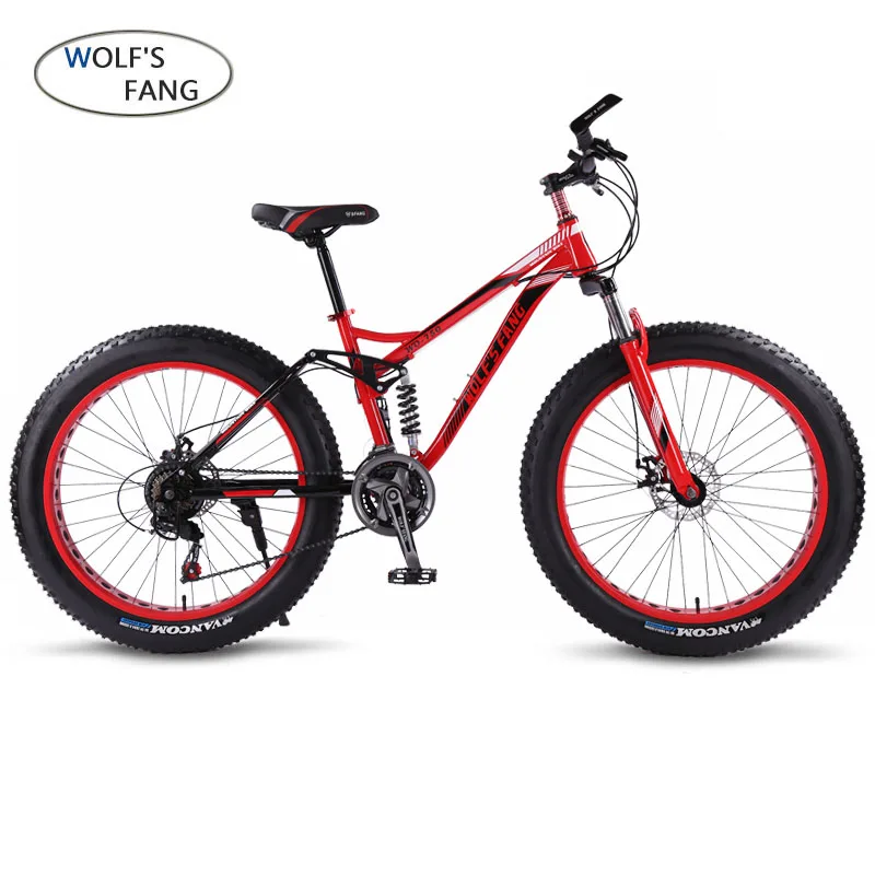 wolf's fang bicycle Mountain Bike 21 speed 26 4.0 frame fat bikes bicycle Snow bike Front and Rear Mechanical Disc Brade Male