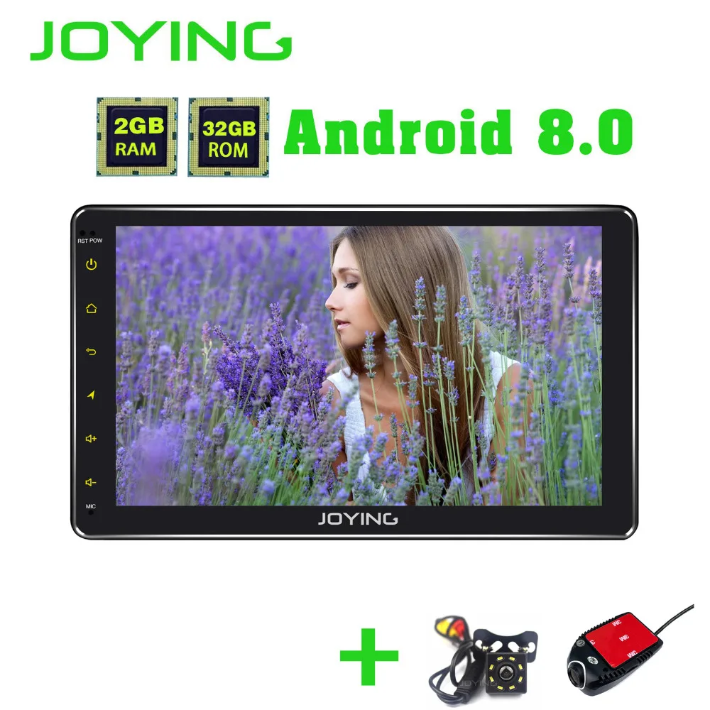

JOYING 10.1'' Stereo single din Android 8.0 Car Radio Auto Octa 8 Core 2GB+32GB HD videoPlayer GPS BT with Free Rear Camera DVR