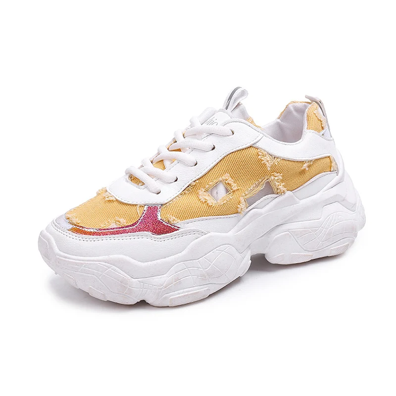 

Women's Chunky Sneakers 2019 Spring Summer Breathable Black/White Sneakers For Woman Platform Shoes Female Summer Shoes Sneaker