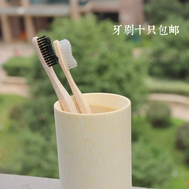 

of natural bamboo bamboo fiber toothbrush lovers black transparent color soft hair brush DuPont wood toothbrush