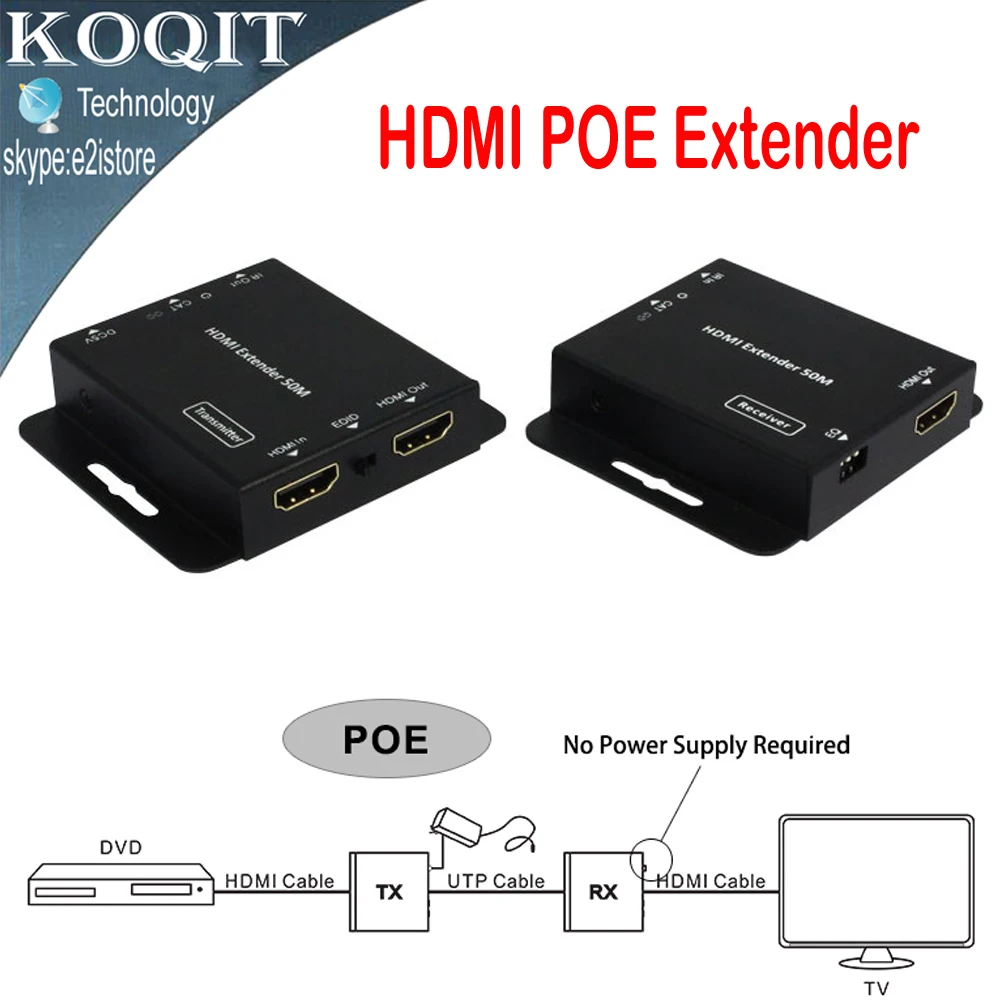 

HDV-E50C Ultra Slim 1080p 50m/164ft HDMI Extender Over Single Cat5e/6 UTP Cable With IR Repeater Transmitter + Receiver