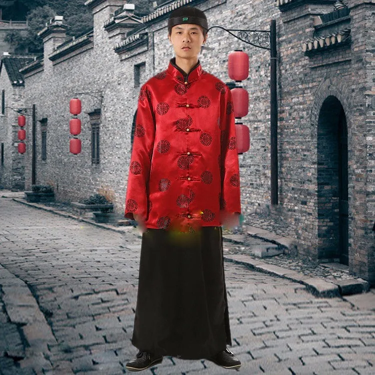 Китайский человек хан Костюмы хозяин show Косплэй костюм министр традиционный Древний платье Республики Китай Костюмы