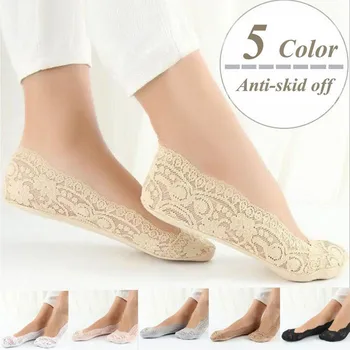 

Women Lace Sock Elastic Antiskid Invisible Socks Female Low Cut Non-slip Boat Socks Girls 2019 Summer Sox