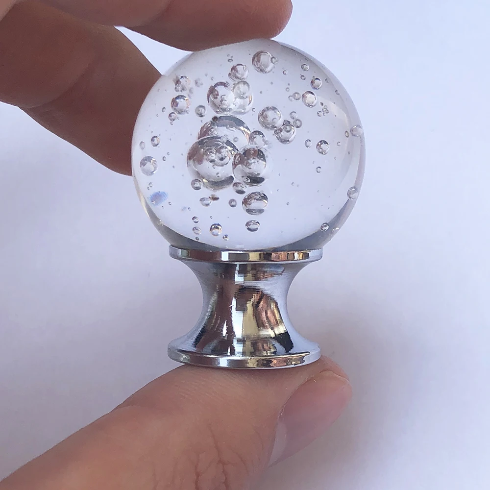 10Pcs 30mm Transparent Crystal Glass Bubble Ball Handle