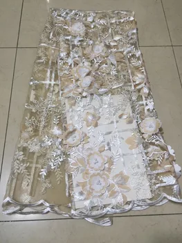 

African Lace Fabric 2018 High Quality Lace Flower Embroidered applique Beads French Tulle Lace Fabric For Bridal Lace Dress