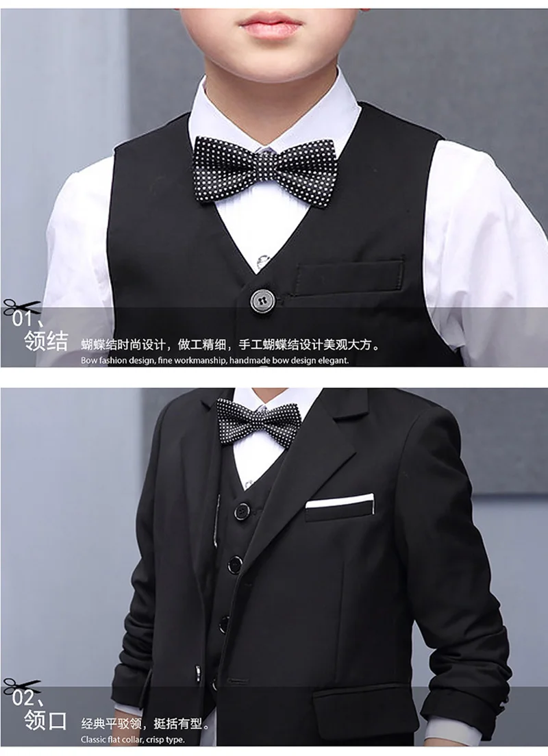  boys suits (suit+pant+vest+shirt+tie) for weddings Party Suits Blazer Costume Garcon Formal School wears 5pcsset (1)