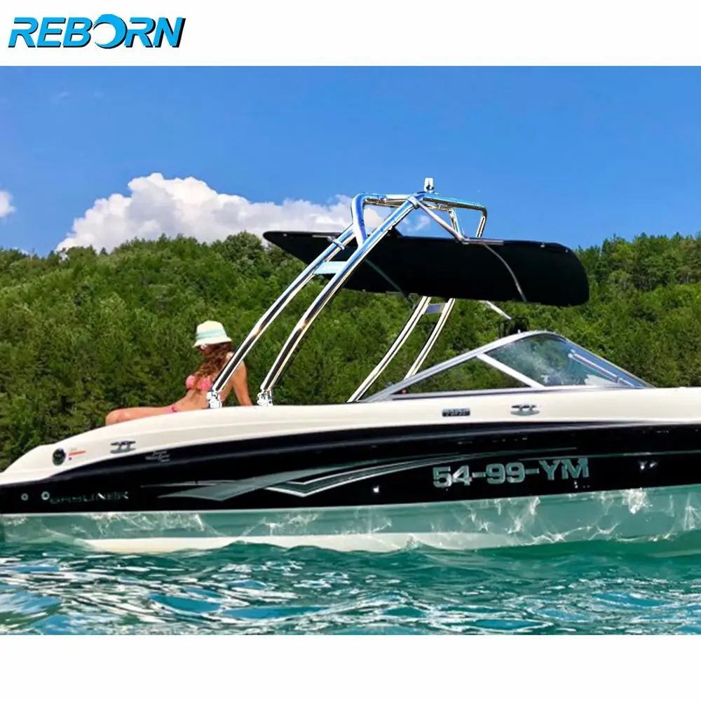  Reborn Pro3 Foldable Boat Wakeboard Tower Bimini Top Black Canopy- 1900v
