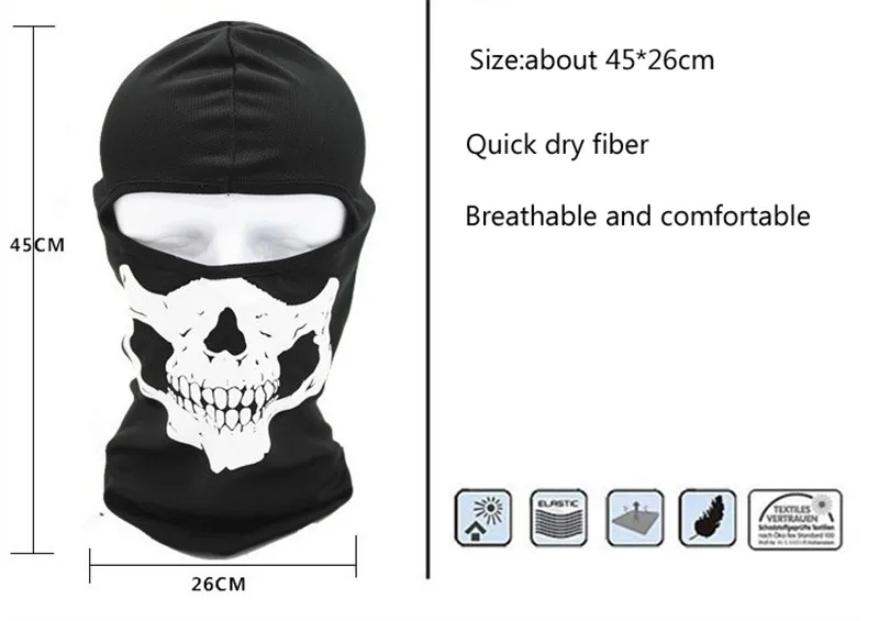 Горячая маска с черепом, Балаклава, шапка для рыбалки, охоты, маска для всего лица, 4 цвета