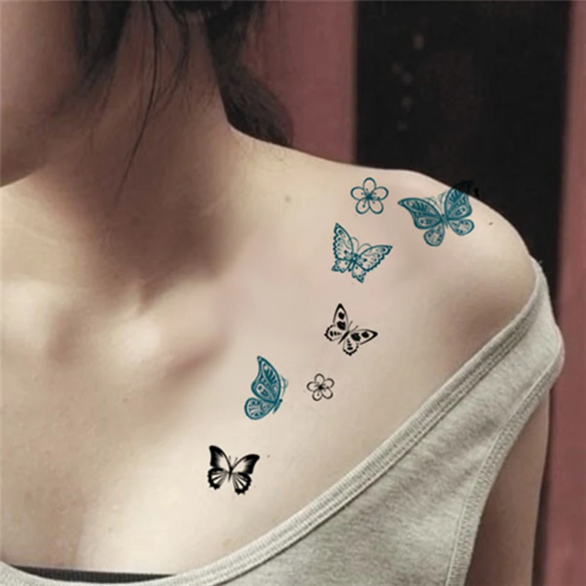 

100Pcs/ Lot Colored Butterfly Design Fake Tatoo Waterproof Women Body Art Painting Tattoo Stickers Sexy Temporary Tattoo Sticker