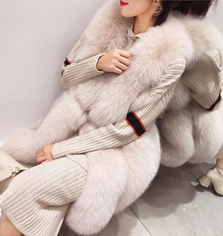 Real Fur Vest Women Fox Fur Vest 2018 New Arrival Winter Fluffy Natural Fur Gelit Outwear rf0251