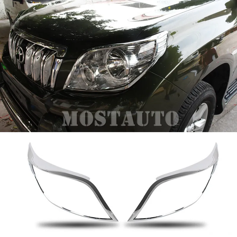 

For Toyota Land Cruiser Prado FJ150 ABS Chrome Front Headlight Lamp Trim Cover 2010-2013 2pcs
