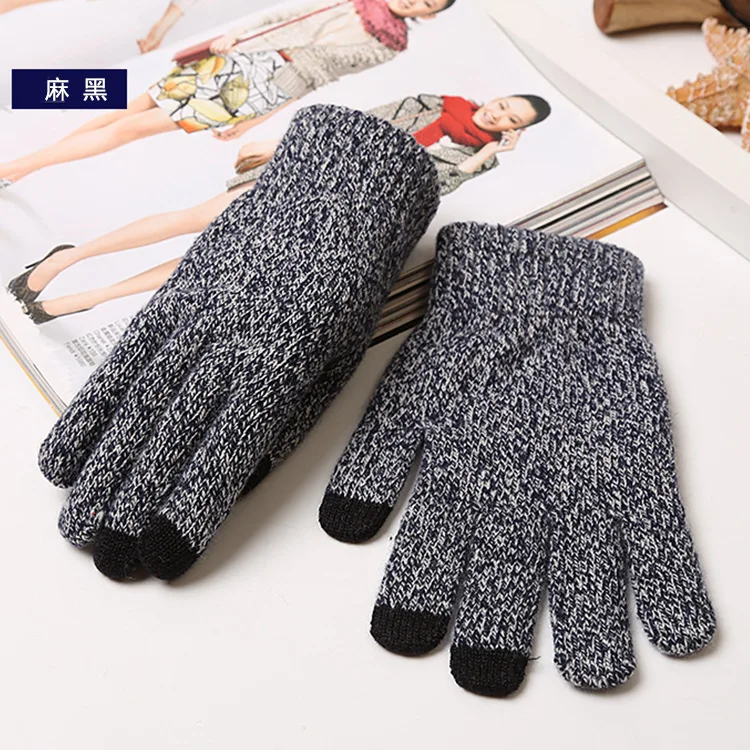 Высококачественные вязаные перчатки мужские и женские теплые варежки плюс бархатные Утепленные перчатки для сенсорных экранов шерстяные кашемировые унисекс перчатки зимние