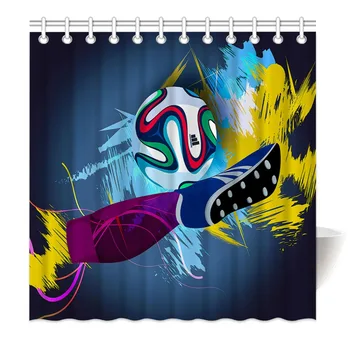 

HommomH Shower Curtain Weights Resistant Waterproof Fabric With Hooks Bathroom Cartoon Football Player Struggling To Score